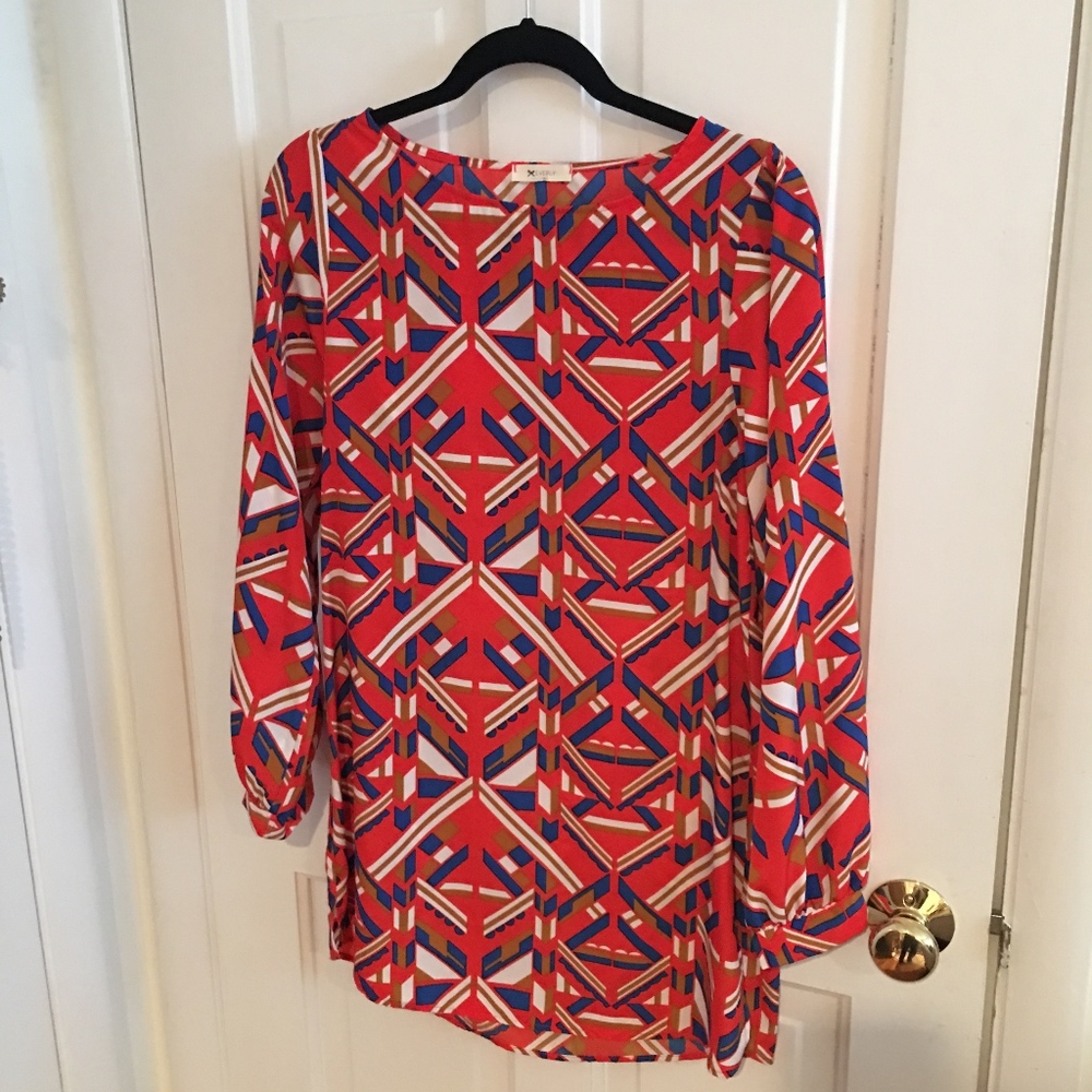 Everly orange aztec shift dress size small